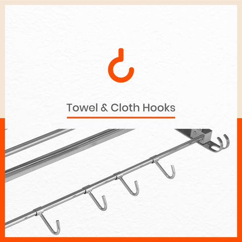 Dorado Double Folding Stainless Steel Towel Rack / Holder/ Stand for Home (24 inches)